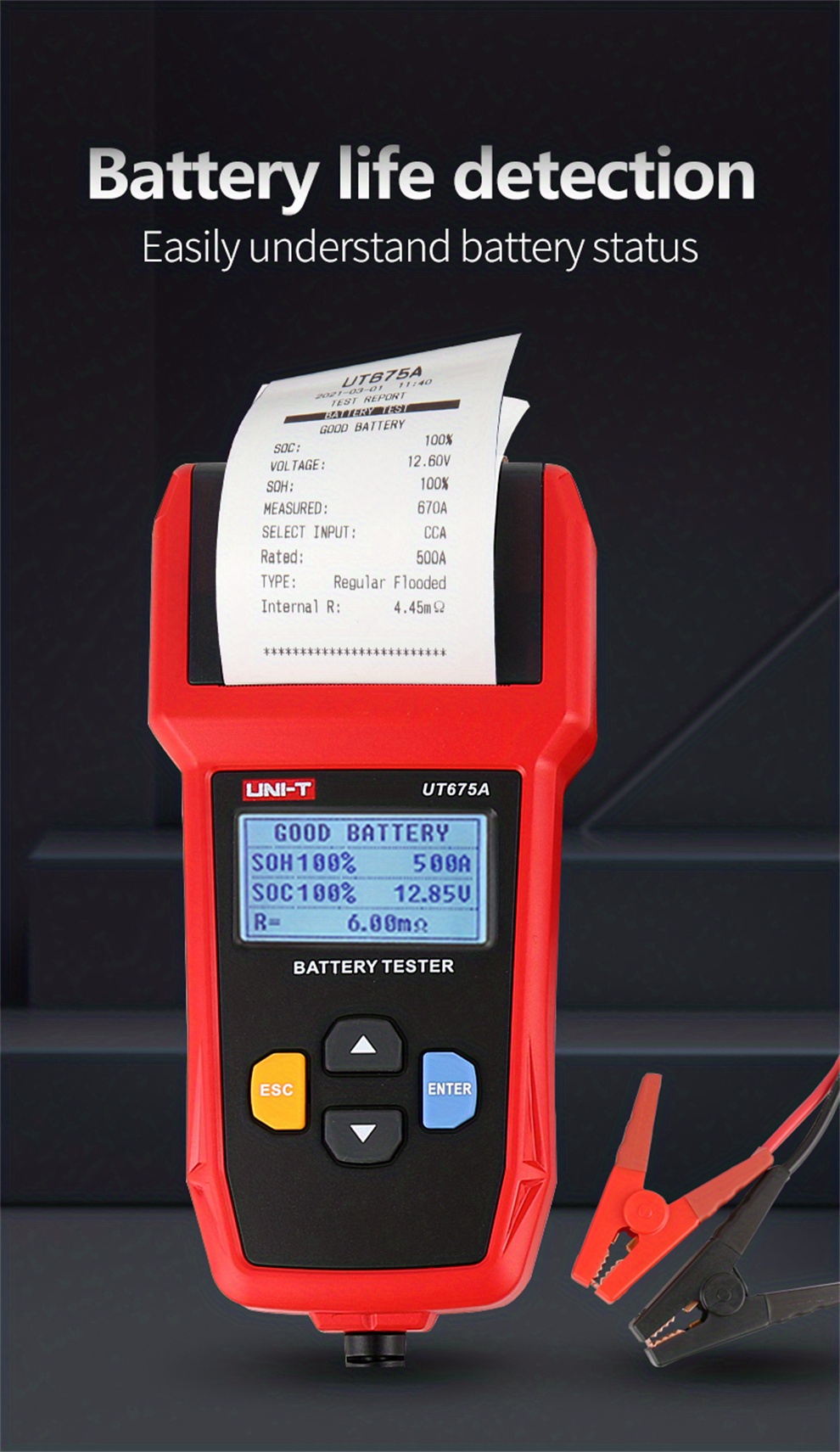 UNI-T Tester Per Batterie Batteria Automatica 12V 24V DC Analizzatore Di  Caricabatterie Tester Per Sistema Di Avviamento Di Ricarica 40-2000CCA Per