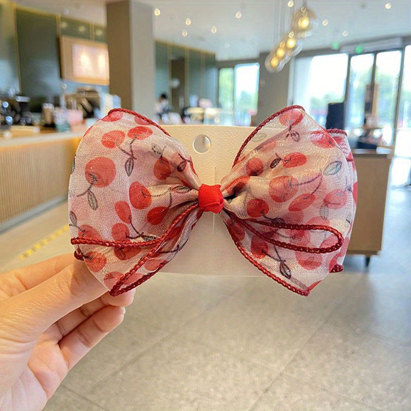 Sweet Cute Cherry Print Bow Flowers Crown Decor Hair Ties Hair