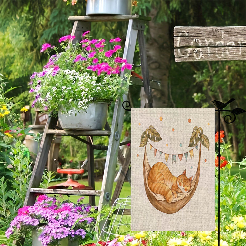 2pcs Cat Garden Flag Welcome Flag 12x18 Inch Double Sided For Outside Yard Flag details 5