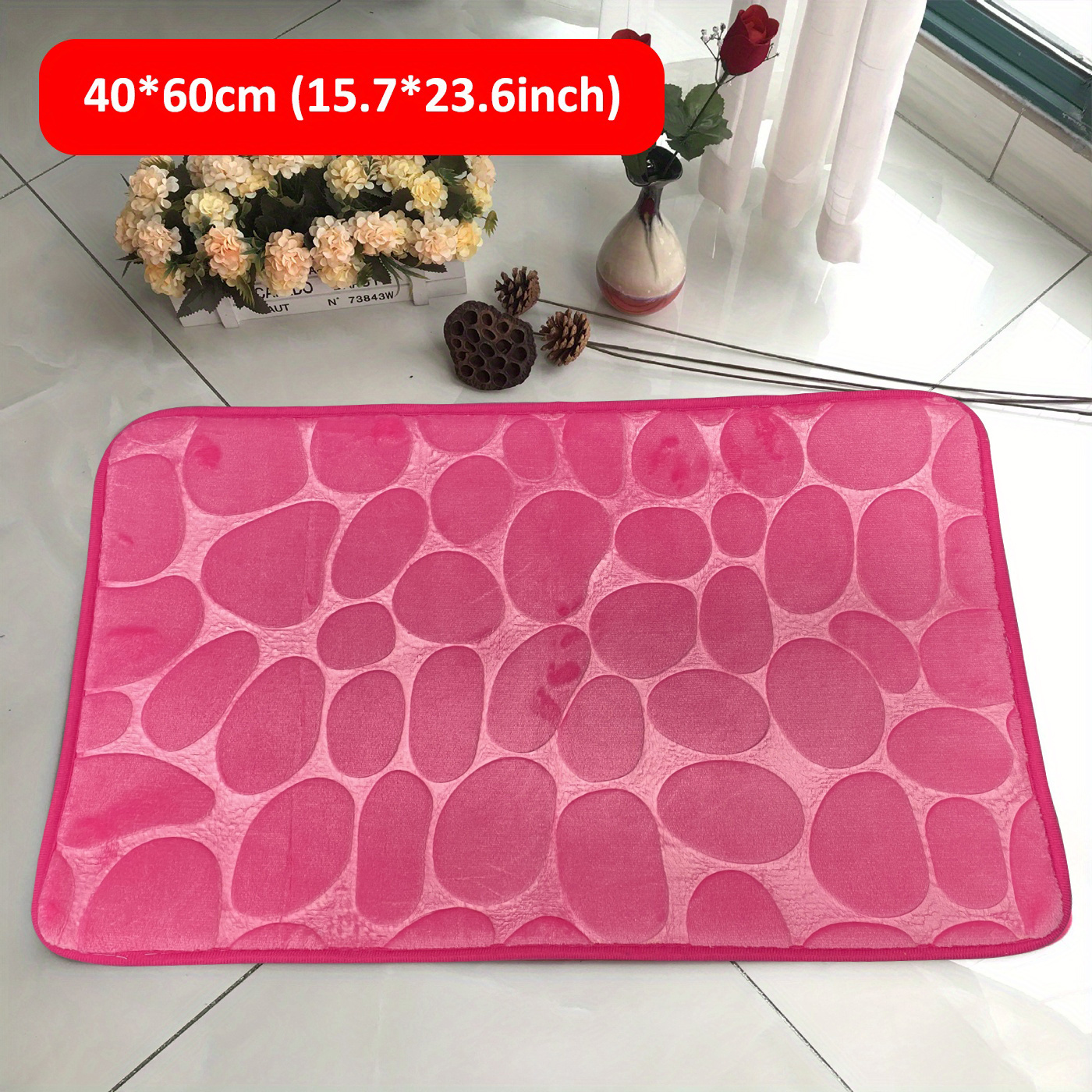 Cobblestone Pattern Bath Rug Soft Non slip Quick Dry Bath - Temu