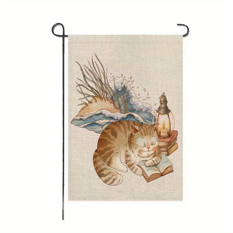 2pcs Cat Garden Flag Welcome Flag 12x18 Inch Double Sided For Outside Yard Flag details 1