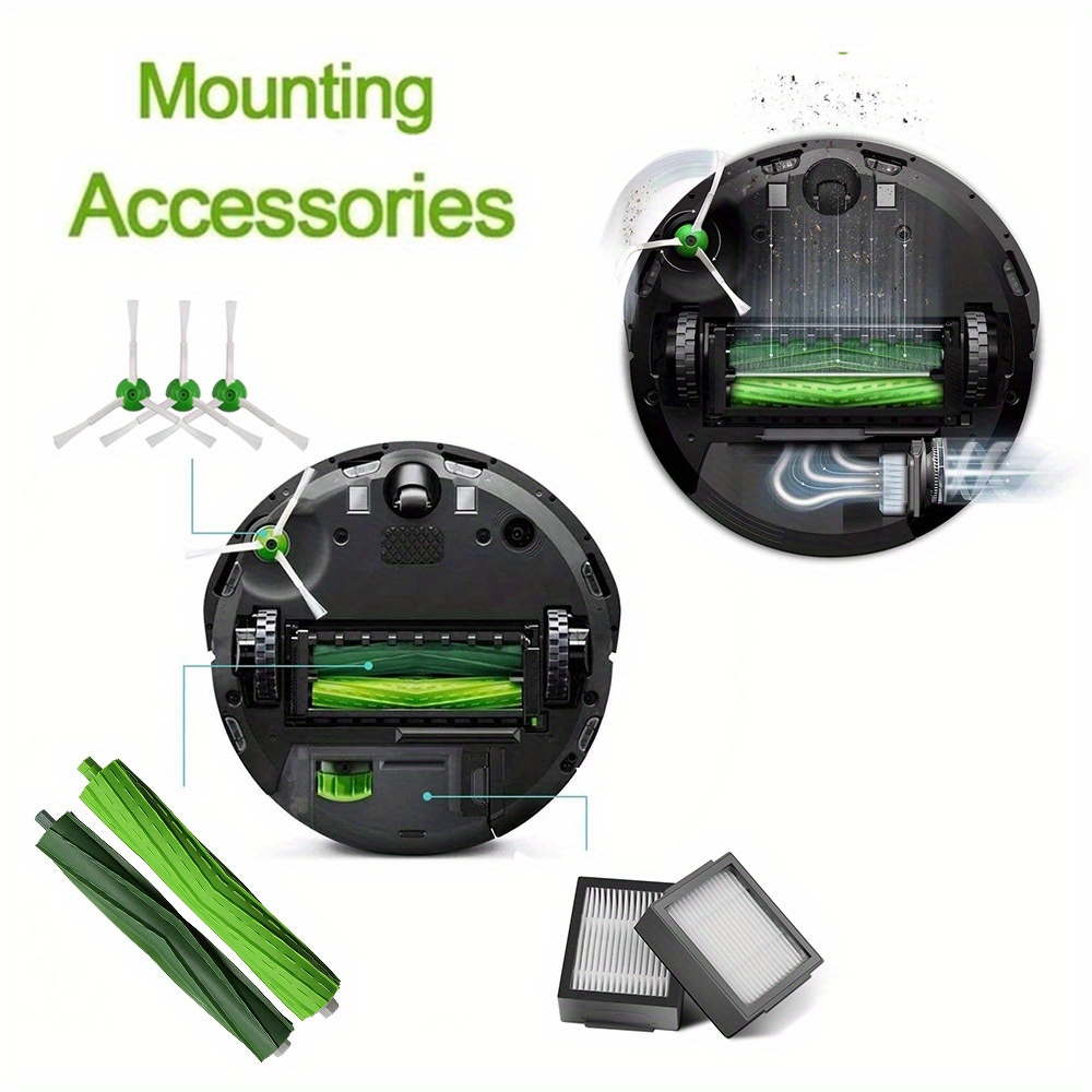 FFyan Accessoires de rechange pour iRobot Roomba i7 i7 + / i7 Plus E5 E6 E7  i3 i3+ i4 i4+ i6 i6+ i8 i8+/Plus robot aspirateur brosse principale& filtres  & brosses latérales 