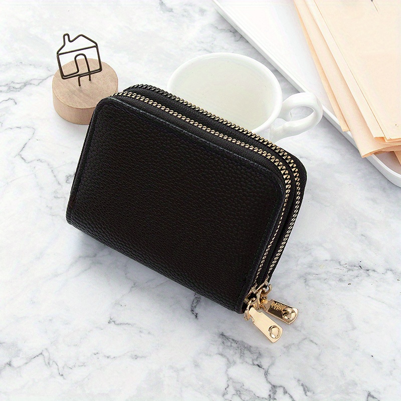 Mini Short Credit Card Holder Zipper Around Coin Purse Pu Leather Card  Organizer Wallet 4 33 X3 15 X0 79 - Bags & Luggage - Temu