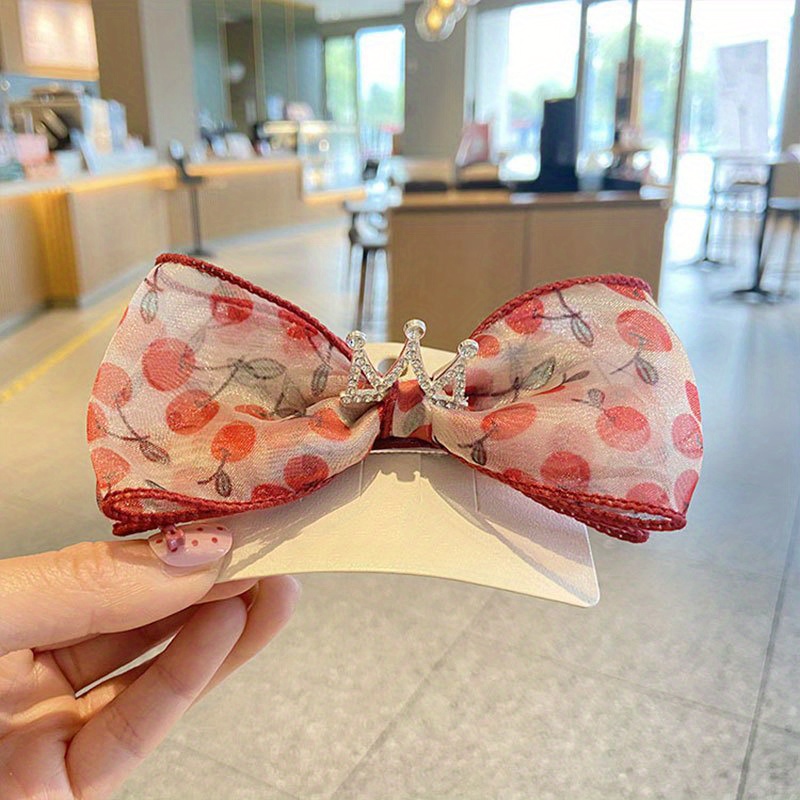 Sweet Cute Cherry Print Bow Flowers Crown Decor Hair Ties Hair