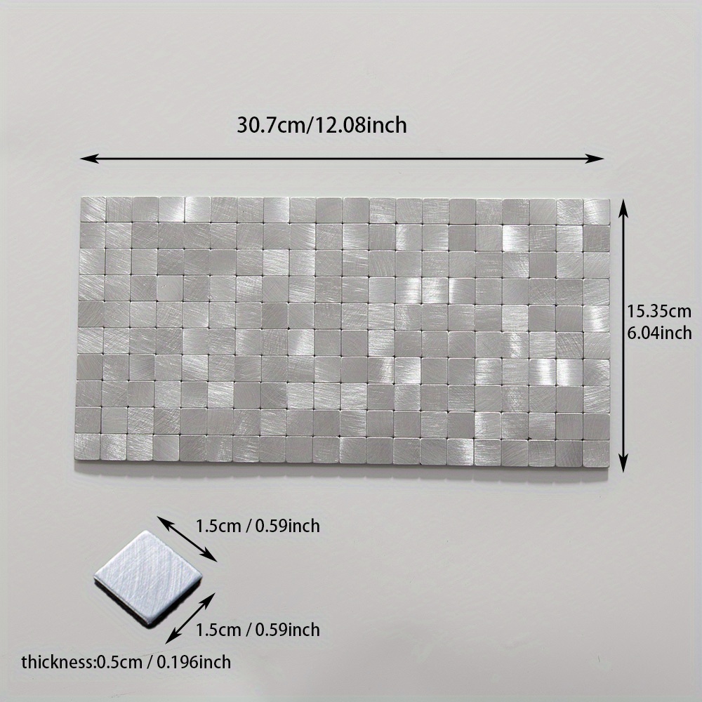 2pcs, Self-adhesive Silver Brushed Aluminum-plastic Plate Mosaic Tiles For Diy Wall Art And Decoration In Kitchen, Bathroom, And Fireplace