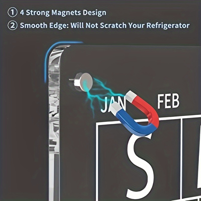 Calendrier mensuel hebdomadaire magnétique acrylique pour réfrigérateur  avec Q4