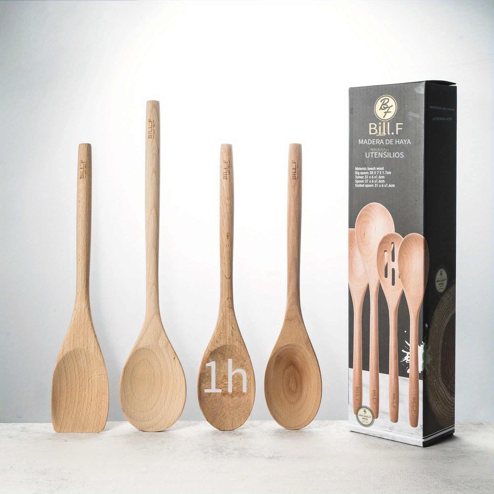 Juego de utensilios de cocina de madera de 4 piezas, juego de utensilios de  cocina, herramienta de cocina