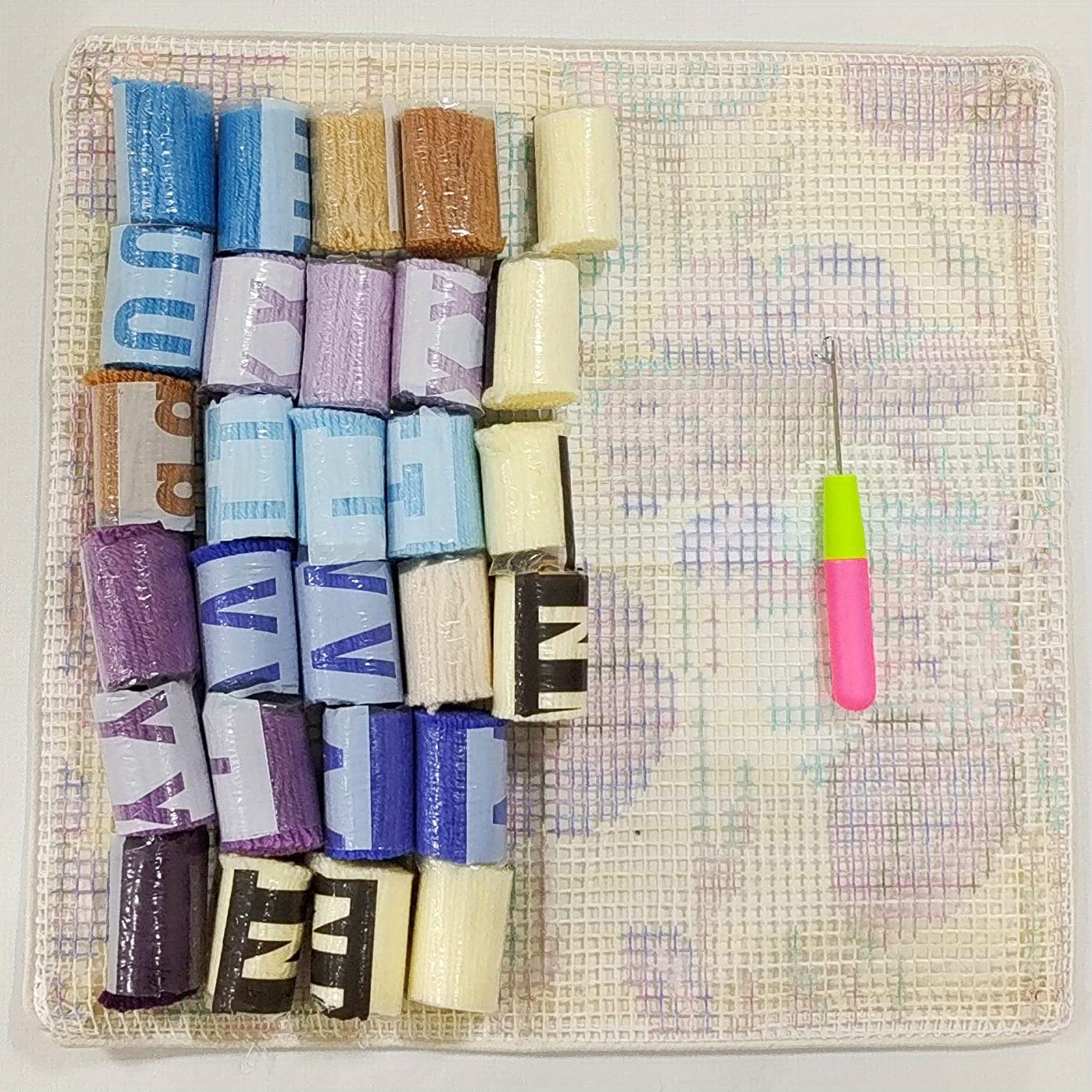 Purple Butterfly Latch Hook Kits Pillow DIY Rug Crochet Hook Cushion Making Kits With Preprinted Pattern Canvas Instruction Yarns And Latch Hooking