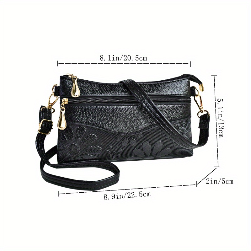 5/8 in. & 1 in. Black Leather Purse Shoulder Cross Body Hand Bag