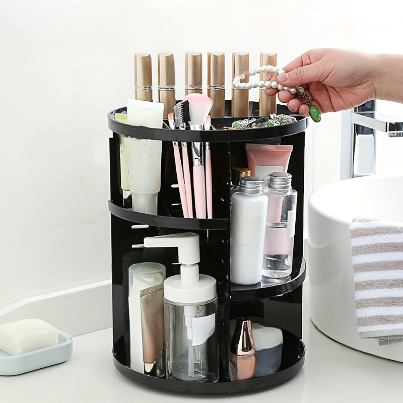 1pc 360 Rotating DIY Adjustable Spinning Holder, Foldable Cosmetic Storage  Display Box, Large Capacity Make Up Caddy Shelf, Fits Countertop Vanity And