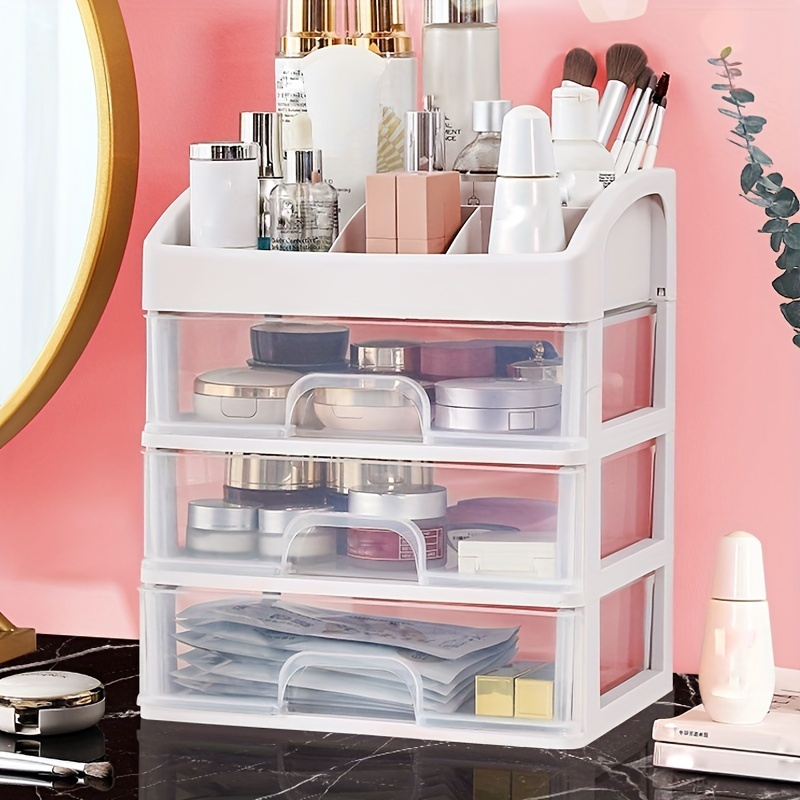 drawer cosmetics organizer clear storage drawers 3/4 Layers Transparent  Desktop