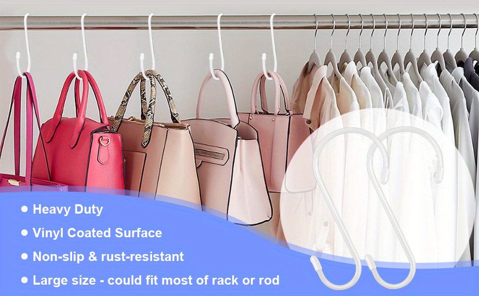 Non slip Rubber Coated S Hooks Medium Size For Hanging Bags - Temu