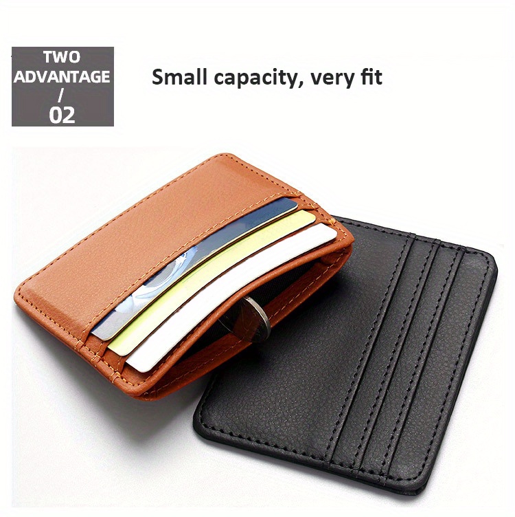 Mini Id Card Short Wallet Pu Leather Portable Lightweight - Temu