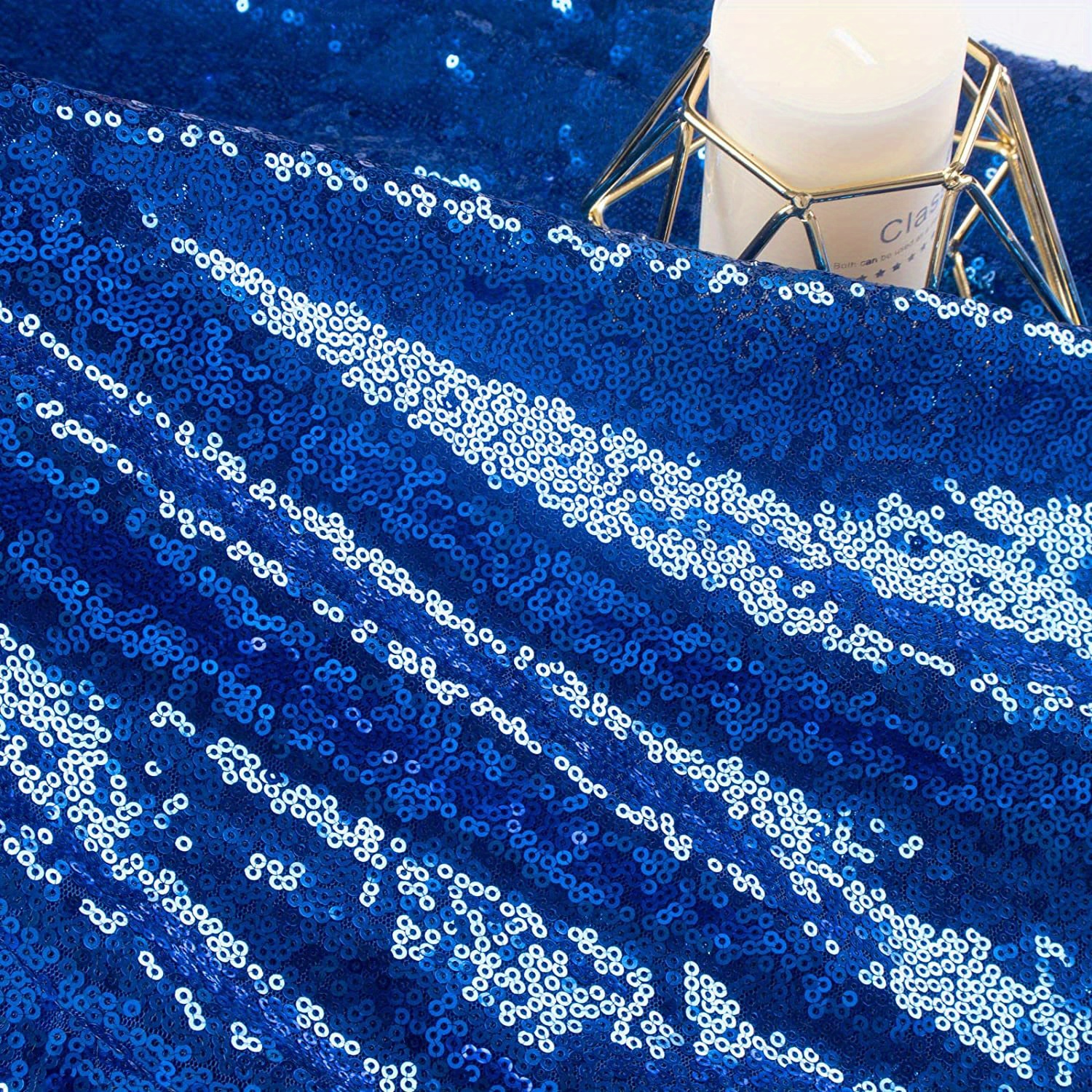 1 Yard Navy Blue Sequin Fabric Glitter Embroidery Fabric Diy - Temu