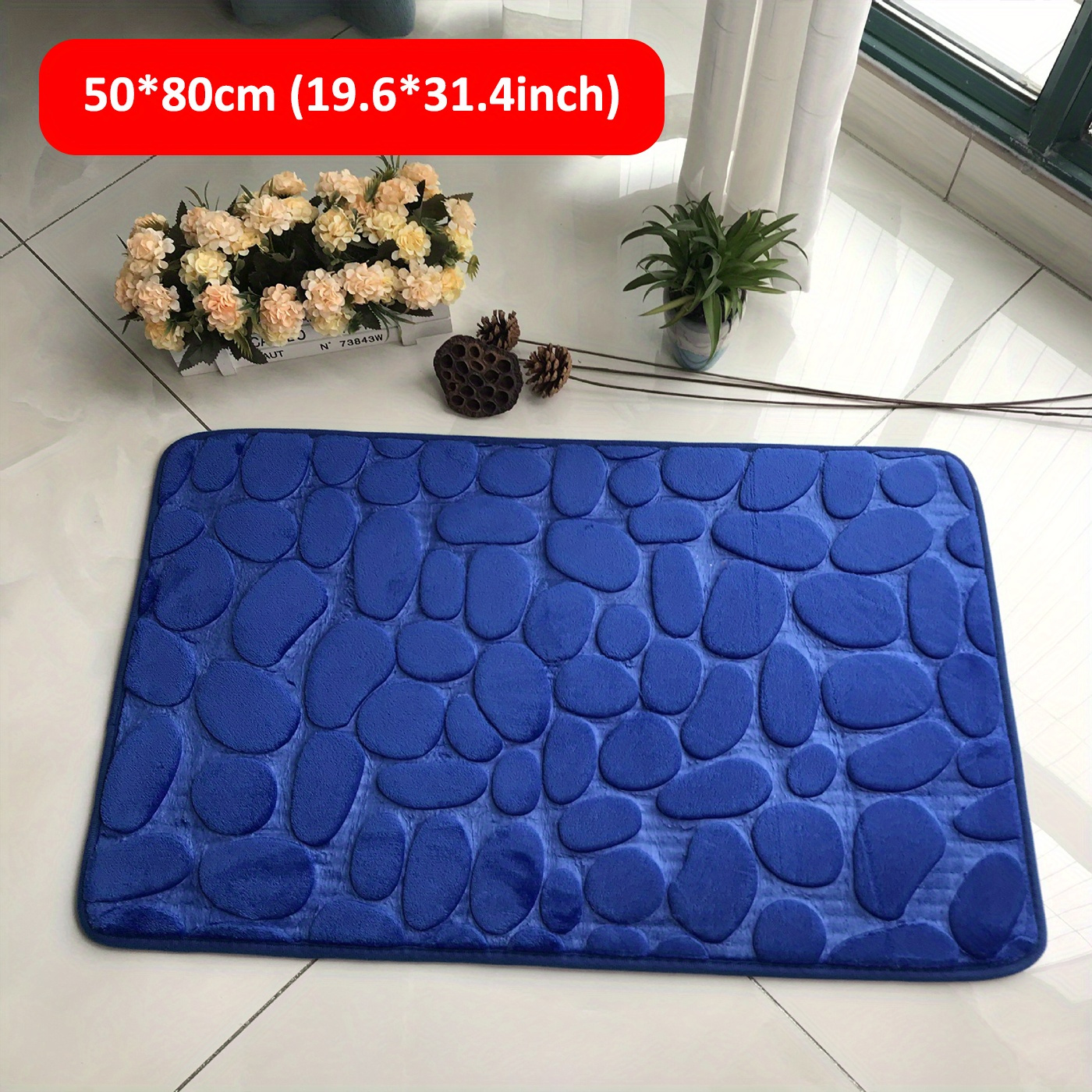 1pc Memory Foam Pebble Embossed Bath Mat, Quick-drying, Washable