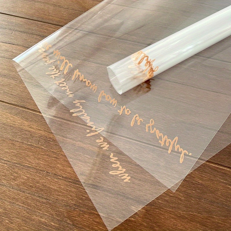 Dustproof Transparent Flower Wrapping Paper, English Letter