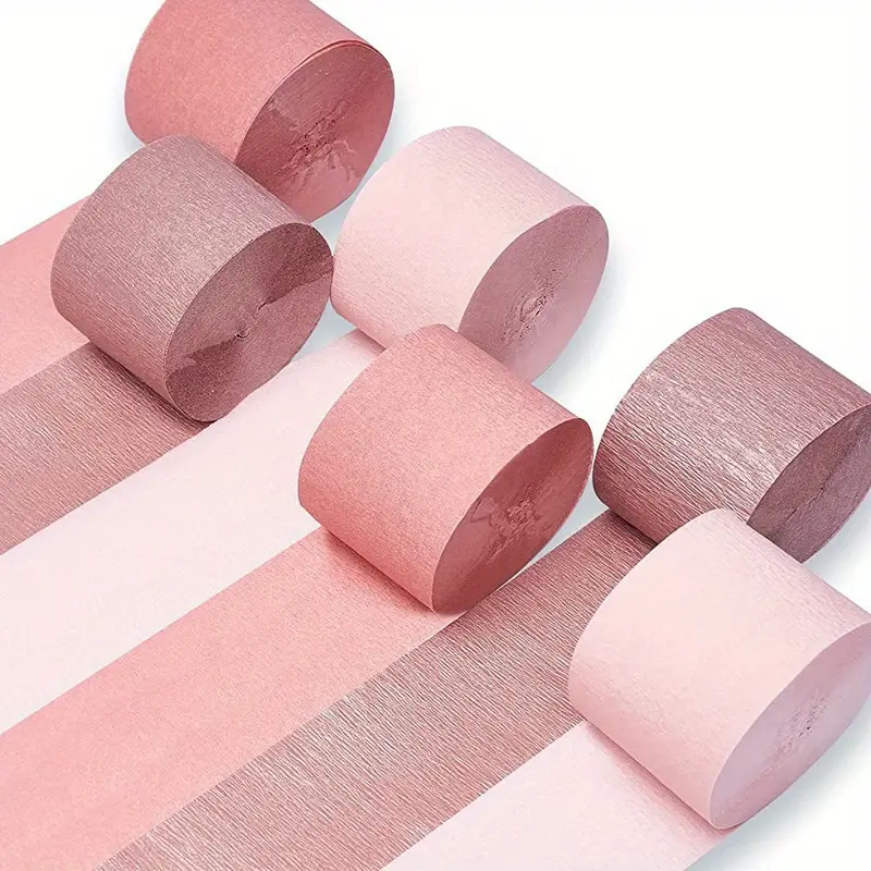 Pink Crepe Paper Streamers 8 Rolls, Party Streamers for Birthday Wedding Baby Bridal Shower Decorations Halloween Christmas Craft Supplies (1.8 inch