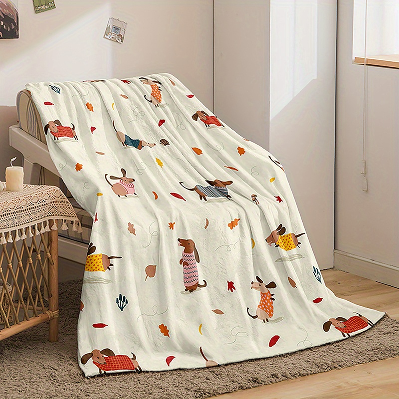 Dog Print Flannel Blanket Soft Comfortable Fluffy Cute - Temu