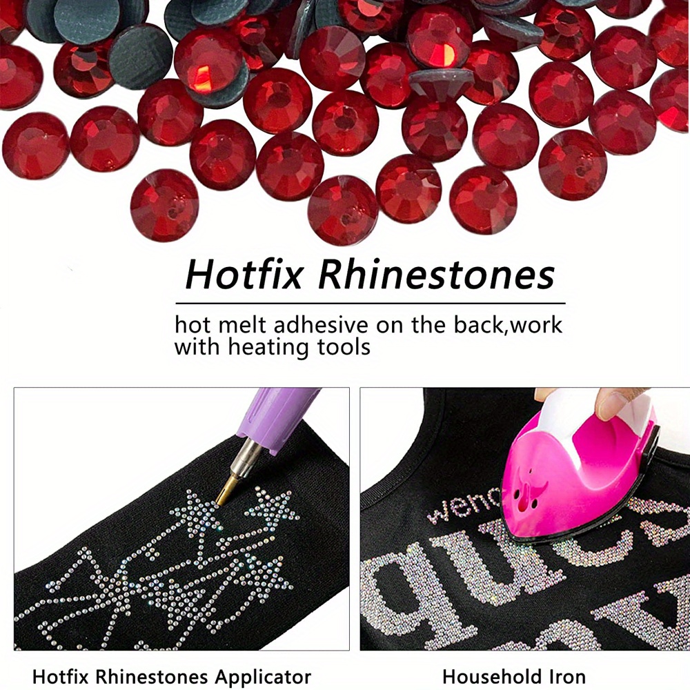 Rhinestones for Crafts Clothes kit with Rhinestones Glue,Flatback  Rhinestone Red