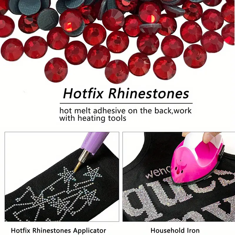 Red Crystal Hot Fix Rhinestones For Crafts Clothes Diy - Temu
