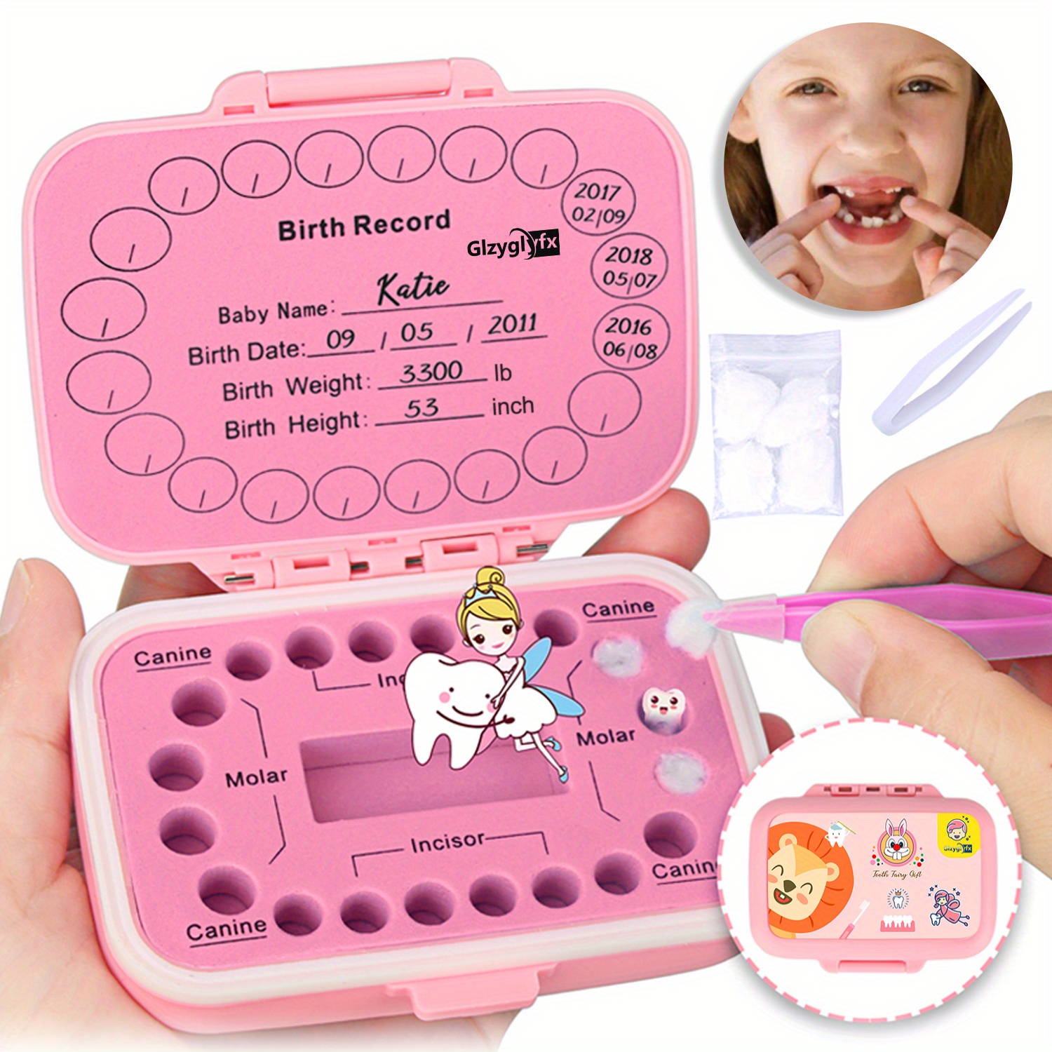 50 piezas en forma de diente Caja de dientes de leche Recuerdo de los niños  Guardar caja de dientes de bebé Mini cajas de almacenamiento de dientes  para niños