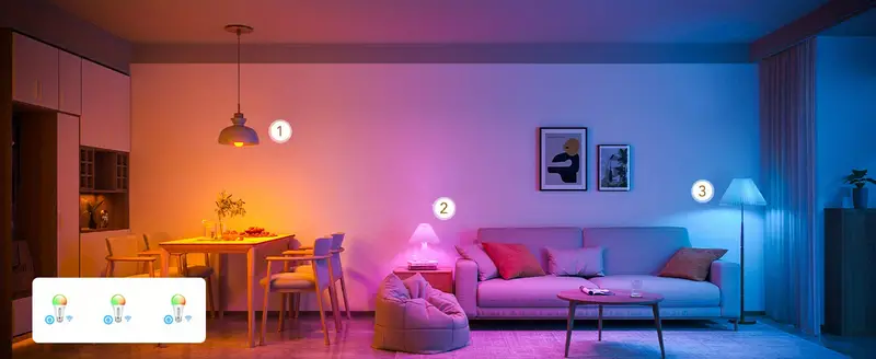 smart light bulbs wifi wireless 5 0 color changing light bulbs music sync 54 dynamic scenes 16 million diy colors rgb light bulbs work with alexa for google assistant for tuya home app details 2
