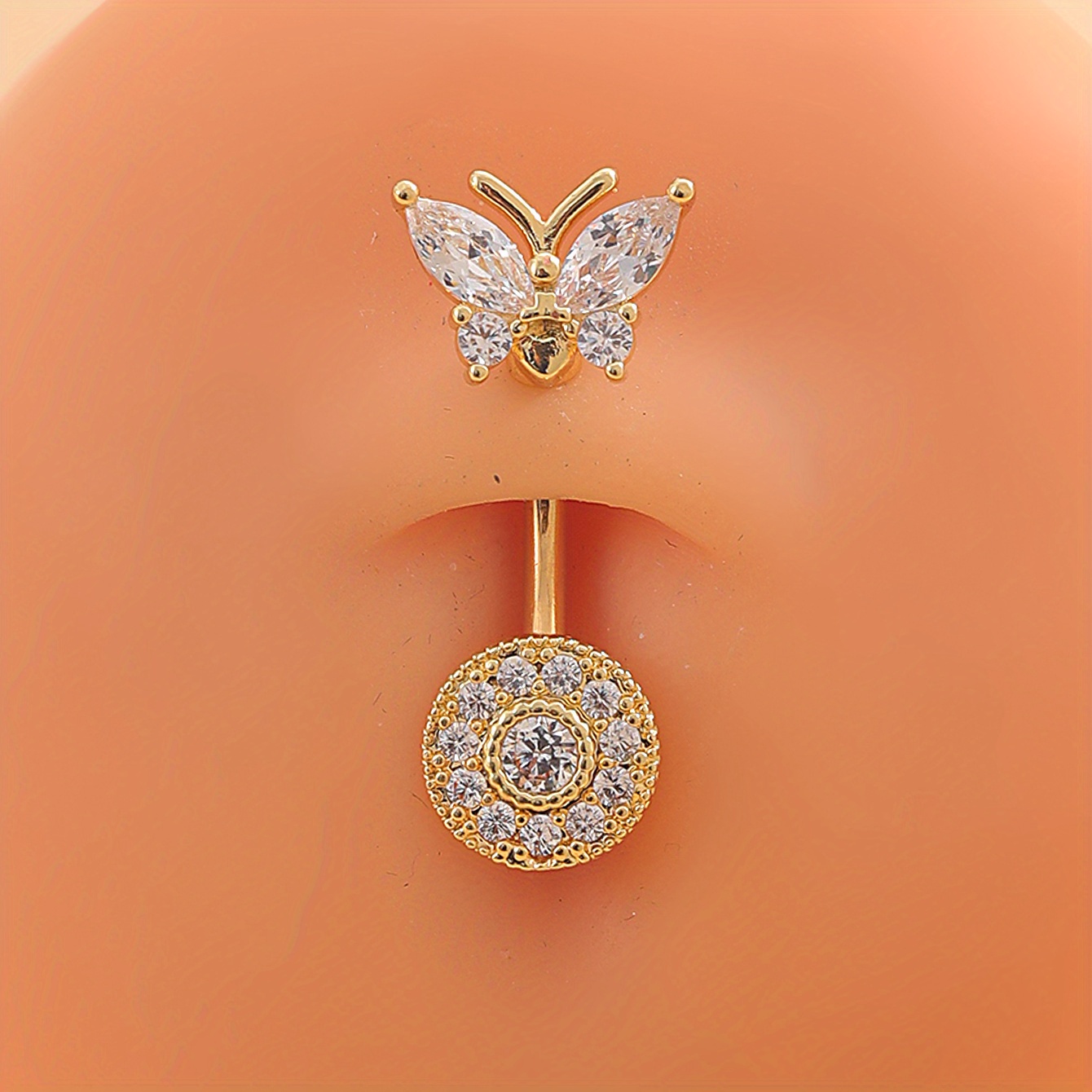 Stainless Steel Belly Button Rings Butterfly Curved Piercing Dangle Navel  Decor 
