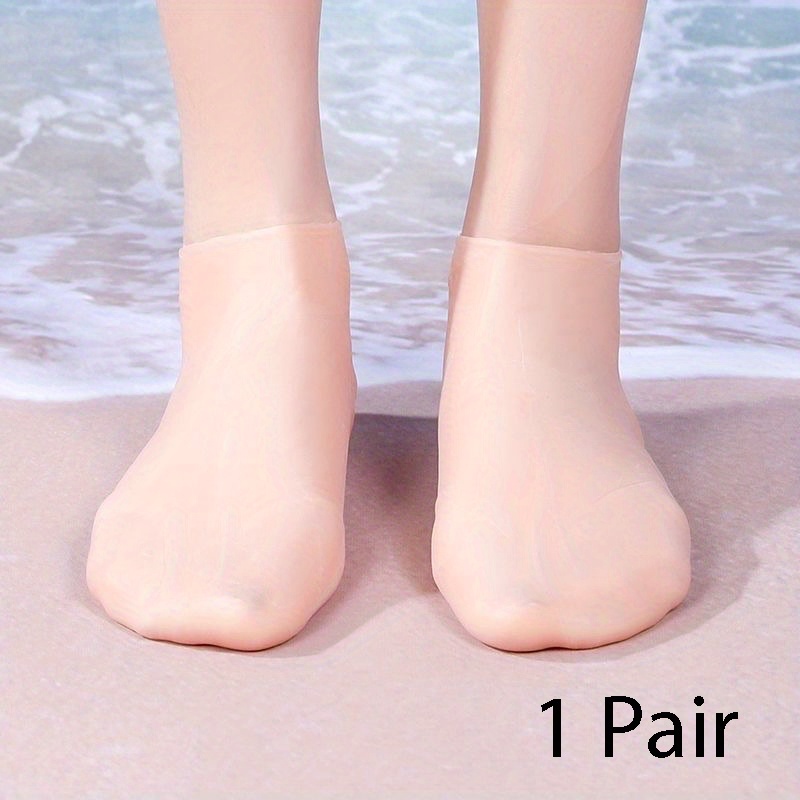 Beach Silicone Solid Socks, Men's Waterproof Travel Heel Dry Foot Skin Socks Gel for Women,Temu