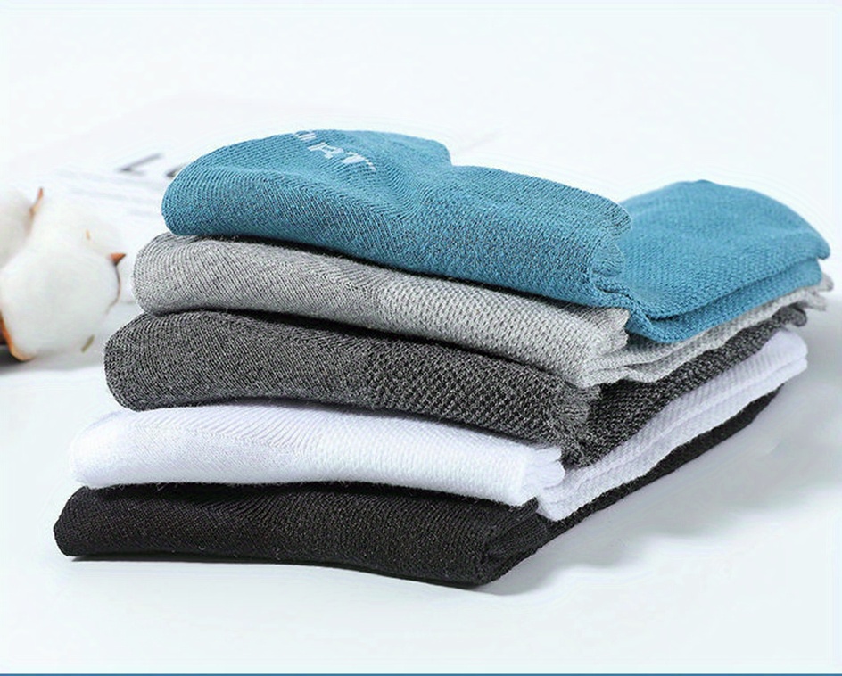 5 Pairs High Quality Summer Breathable Socks, Men Ankle Socks Thin Sports Socks Mesh Casual Athletic Cut Short Socks Size 38-46