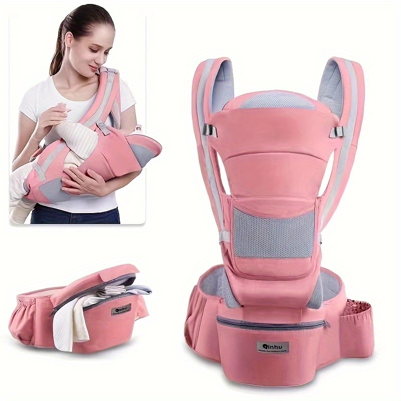 Marsupio Neonati Ergonomico, Porta Bambino da 0-36 Mesi(Inferiore a 25kg)  con Sedile Multiposizione, con PoggiaTesta e Cappuccio, Puro Cotone  Traspirante Leggero, Grigio – Giochi e Prodotti per l'Età Evolutiva