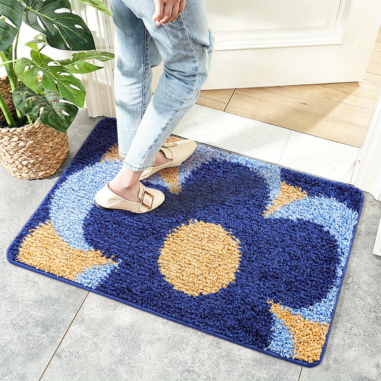 Front Door Mat for Entrance (20x32Navy Blue) Machine Washable Entryway Rug