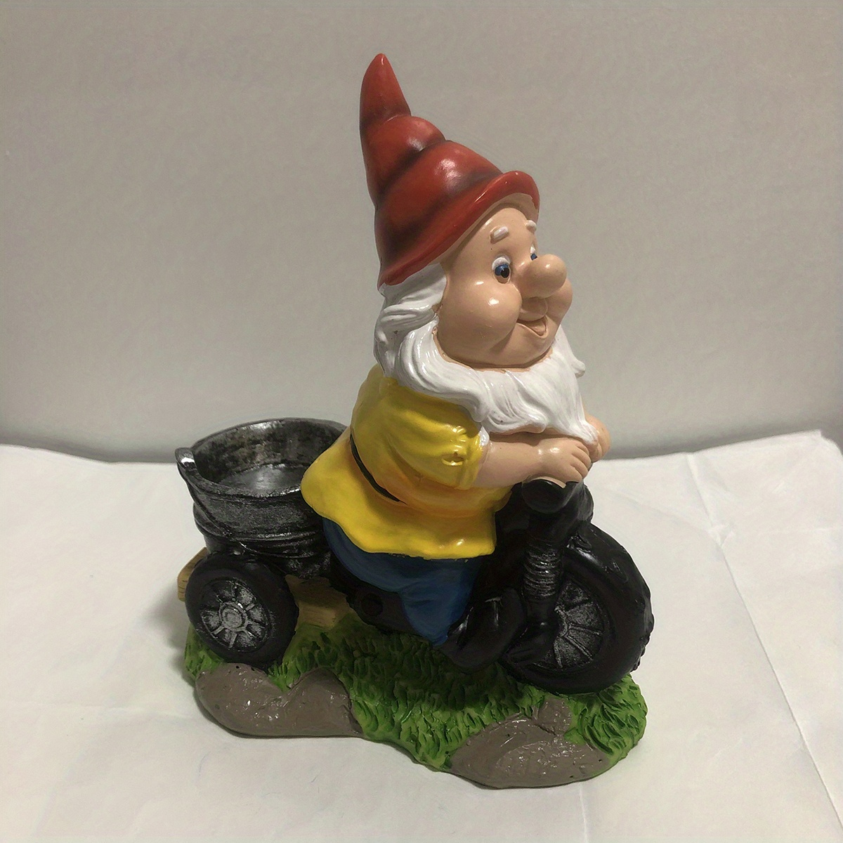 Image of 1pc Rustic Resin Gnome Statue On Bicycle, Easter Garden Decor, Outdoor Lawn Sculpture, No Power Needed, Dwarf Figurine For Home & Garden Decoration