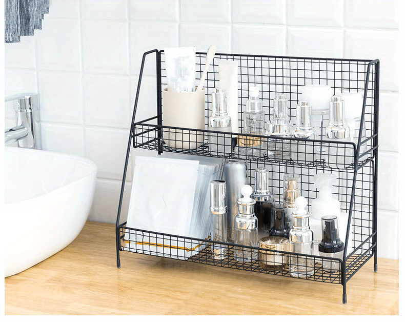 2 Tier Metal Basket Bathroom Organizer Shelves Cosmetic - Temu