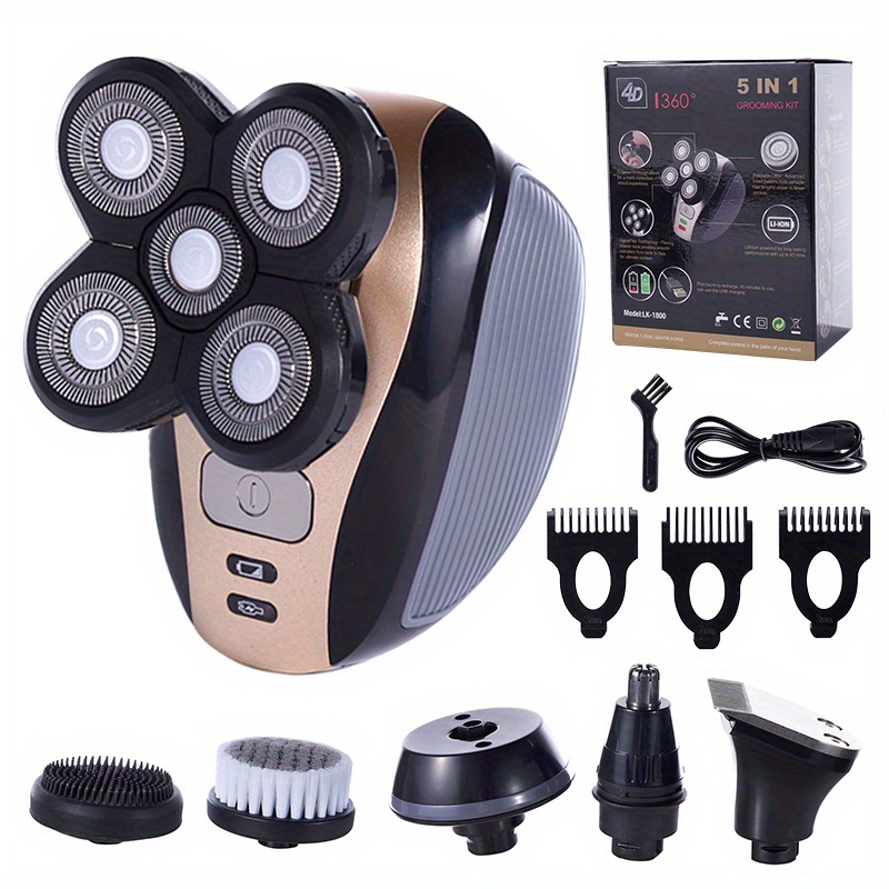 Rechargeable 5 in 1 Electric Shaver Men Bald Head Polish - Temu
