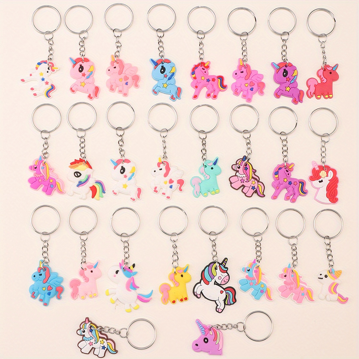 26pcs PVC Unicorn Series Keychain For Men, Fashion Cute Jewelry For Men Accessories Pendant Anniversary Small Gift details 0