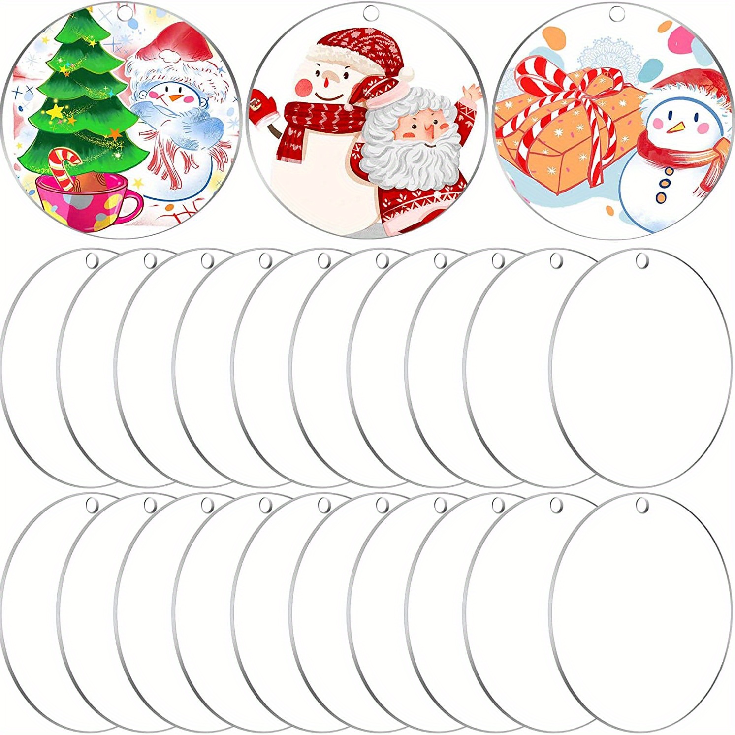 20Pcs Christmas Clear Round Acrylic Blanks Ornament 3 Inch 2023 Bulk Circle  A
