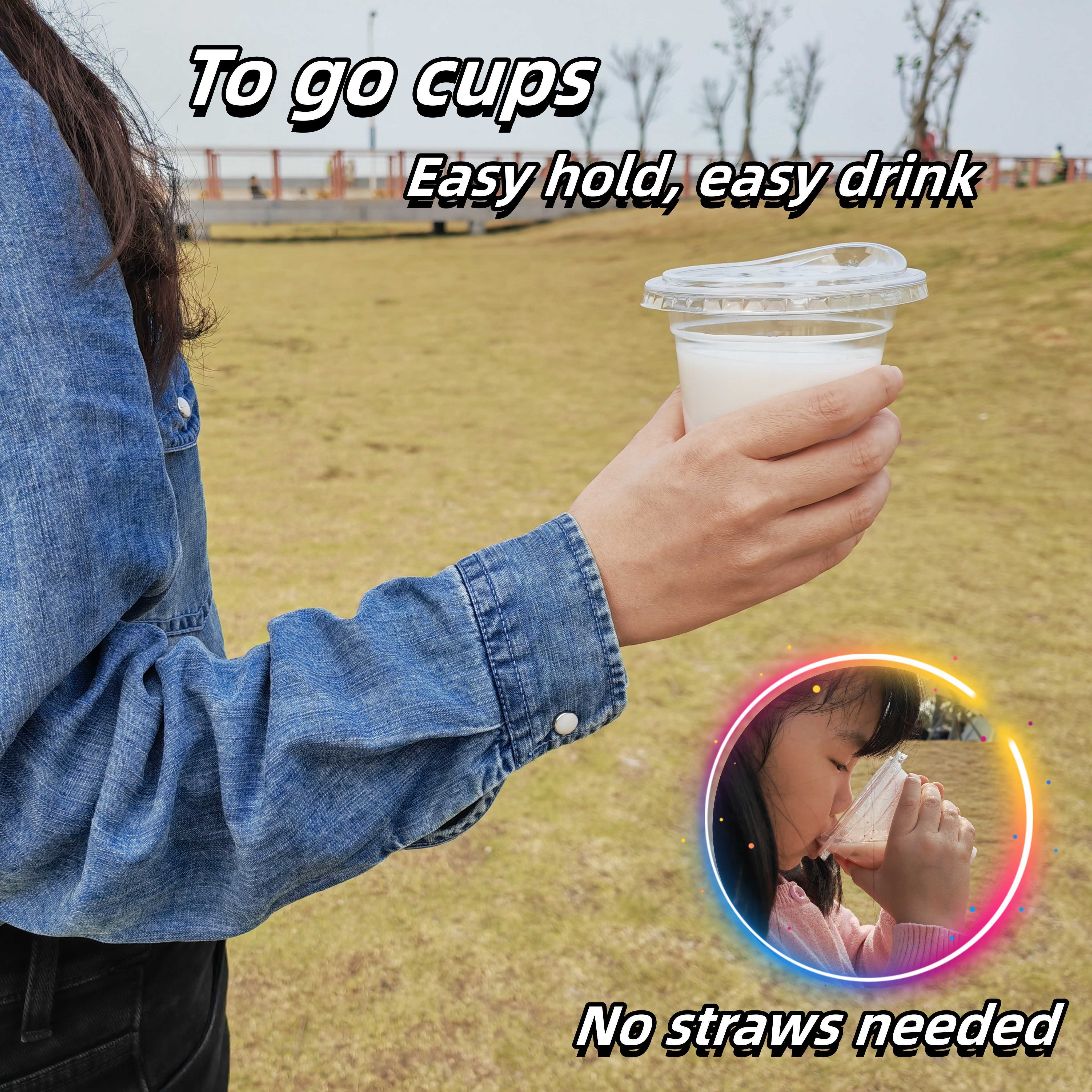 Ultra Clear Disposable Plastic Cups With Strawless Lids, To Go Cups For  Iced Coffee, Smoothie, Milkshake, Cold Beverage Drinking Cup, Ideal For  Cafes, Bistros, Parties - Temu