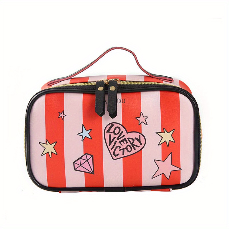 Cube Striped Travel Cosmetics Wash Bag, Portable Storage Bag With