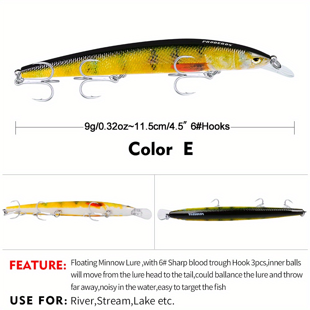 1Pc 4.33in 0.47oz Floating Minnow Bait Fishing Lures 11cm 13.5g Artificial  Hard Bait Bass Pike Wobbler Crankbait Fishing Bait Tackle 110F