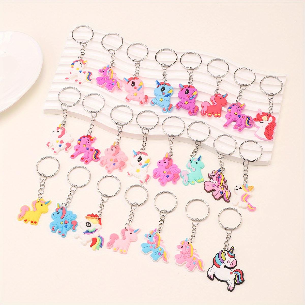 26pcs PVC Unicorn Series Keychain For Men, Fashion Cute Jewelry For Men Accessories Pendant Anniversary Small Gift details 1