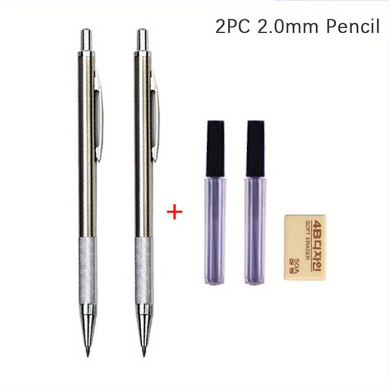 Metal Mechanical Pencil Set With Core And Eraser 0.3 0.5 0.7 - Temu Japan