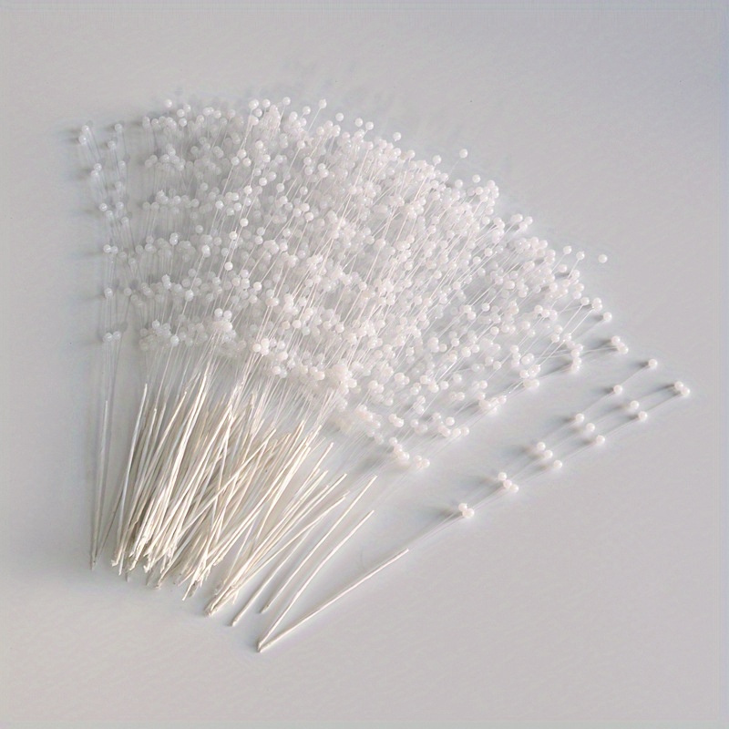 50pcs 4mm Pearls String Beaded Bouquet Spray Sticks for Bridal Beaded  Wedding Party Table Decorations(White)