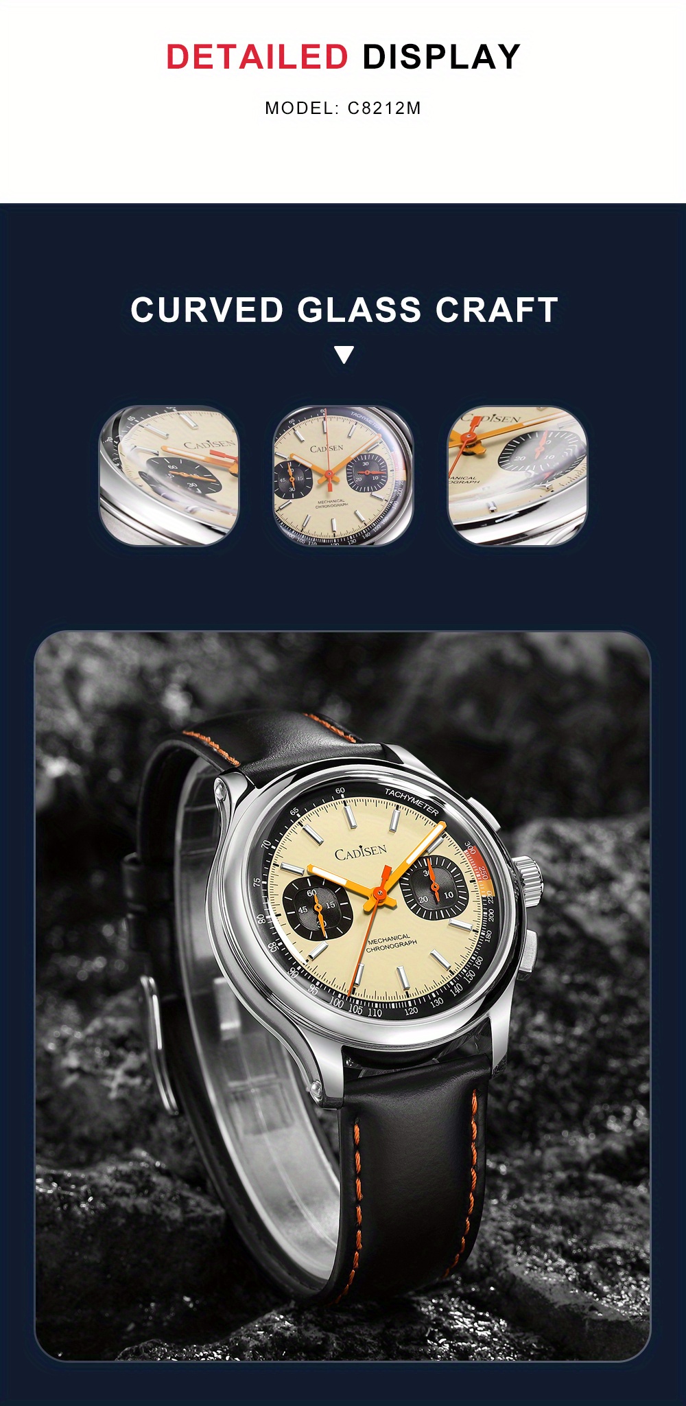Cadisen 新しい腕時計クロノグラフ機械式腕時計カモメ St1900 スワン
