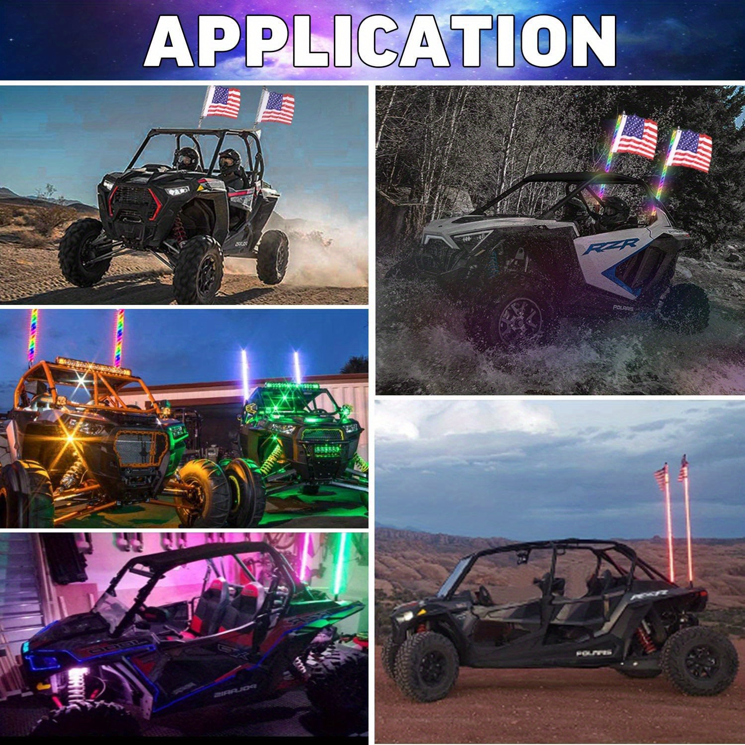 2 個 30.48 センチメートルスパイラル RGB Led ホイップライト追跡ライト RF リモコン点灯アンテナ鞭 Can-Am ATV UTV  RZR ポラリス砂丘バギーオフロードトラック