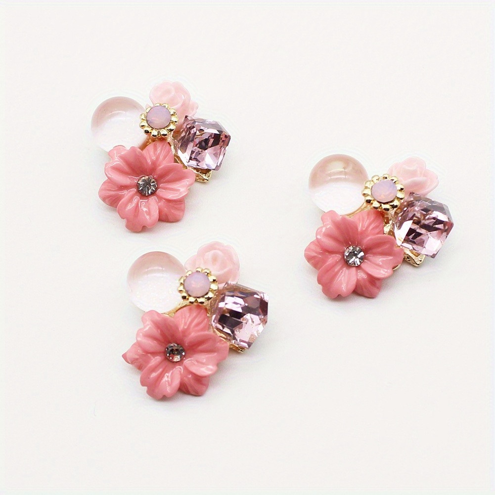 3/8 Pink Flower Buttons