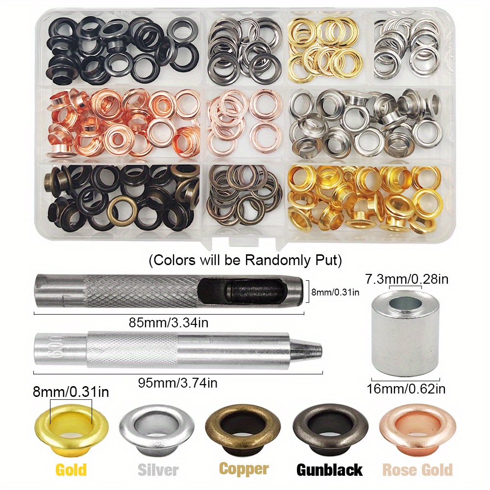 Eyelet Metal Grommet Mix 5 Colors With Washer Tool Kits - Temu