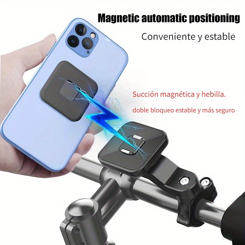 Soporte magnético para teléfono de motocicleta, soporte móvil para teléfono  inteligente ajustable de 360 grados Soporte para teléfono de bicicleta Bic