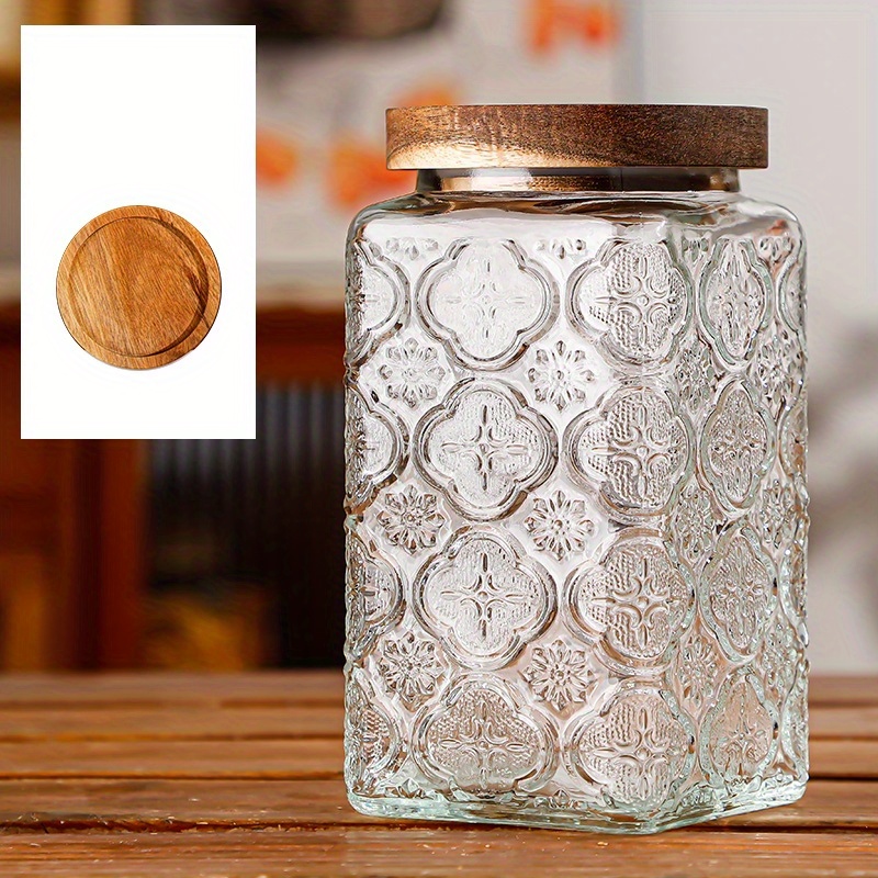 High quality Glass Jar With Wooden Lid Perfect For Kitchen - Temu