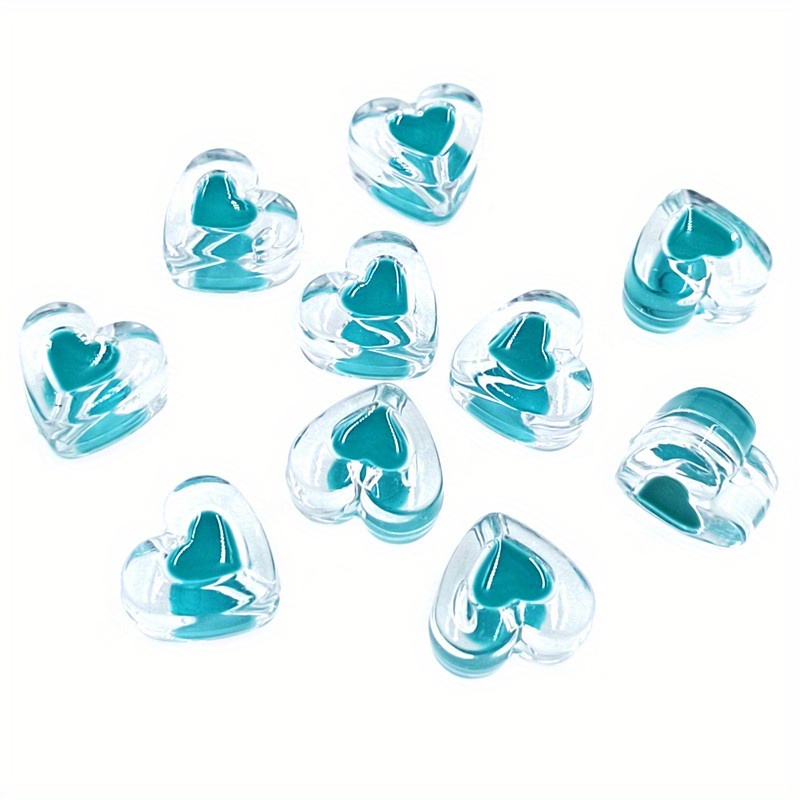 Fashion Transparent Double sided Drop Oil Heart Loose Beads Temu