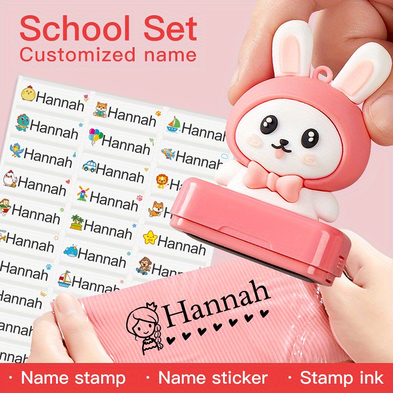 School Set( Rabbit Stamp And Stickers)custom Name Seals - Temu